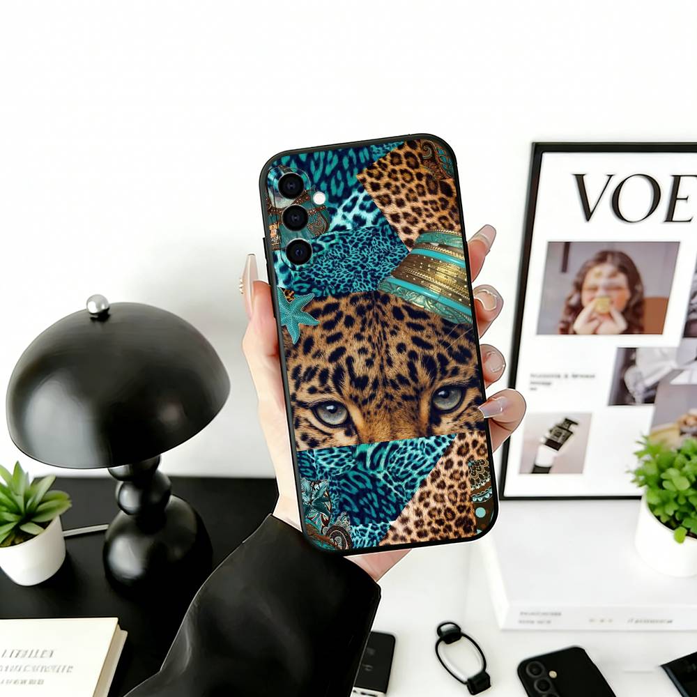 Fashion leopard print Phone Case For Samsung Galaxy A73,A72,A71,A70,A53,A52,A51,Soft Silicone Black Cover