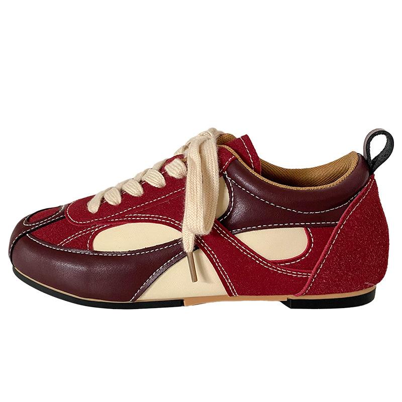 A9865 latex insole/small leather shoes style sole retro board shoes women's retro 2024 new Forrest Gump training shoes