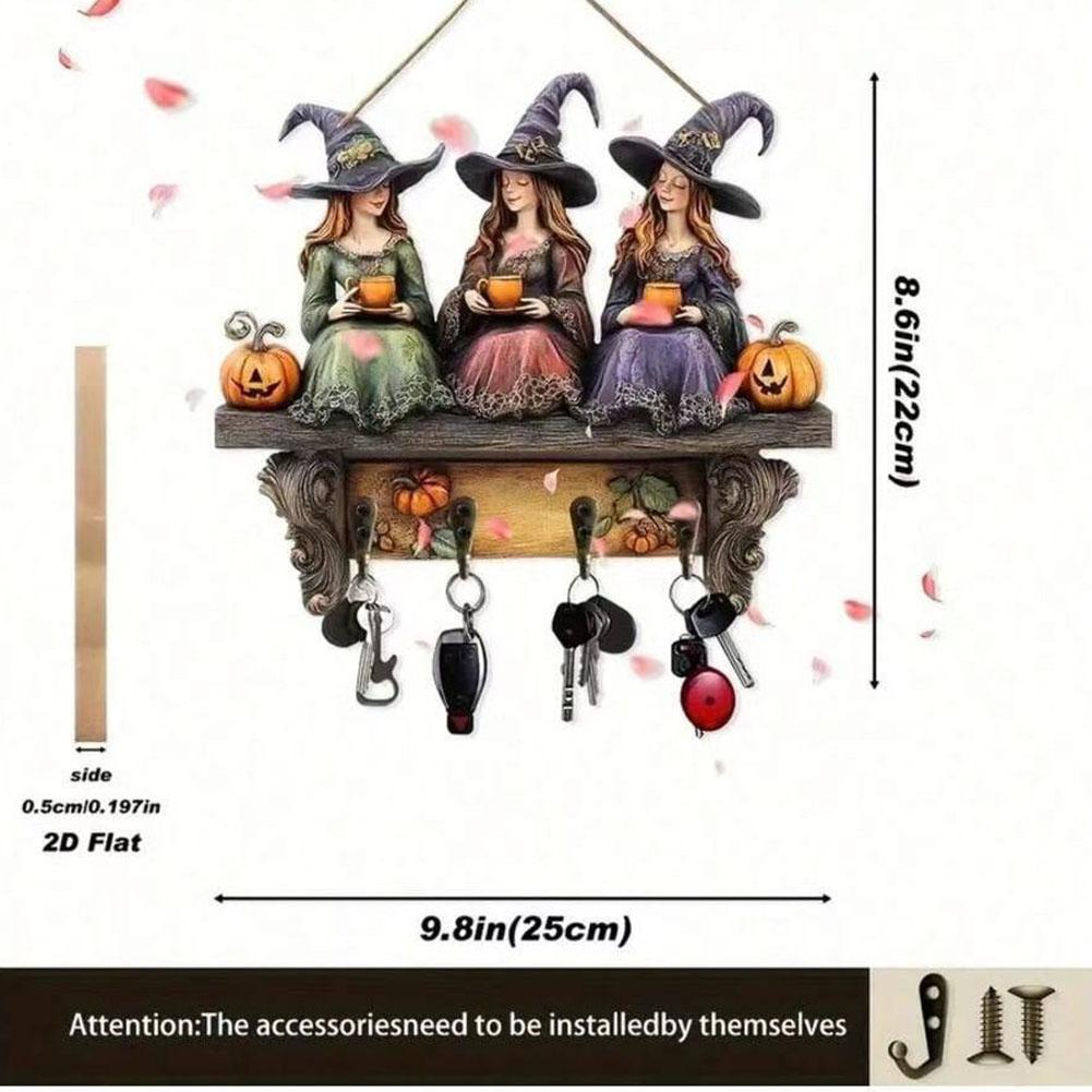 Halloween Witch 2D Flat Decoration 25CM * 22CM Outdoor Courtyard Scene Wooden Keyframe Decorative Pendant Accessory