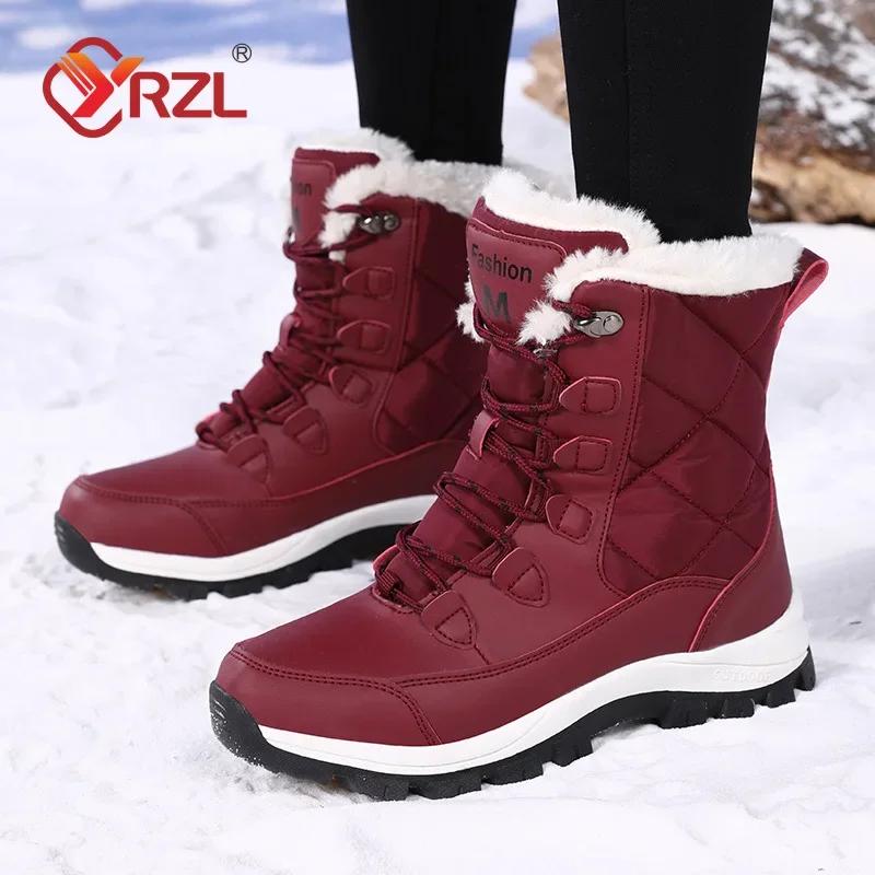 YRZL Boots Women Non Slip Winter Snow Boots Platform Shoes for Women Warm Cotton Shoe Ladies Flat Botas Mujer Winter Boot Female