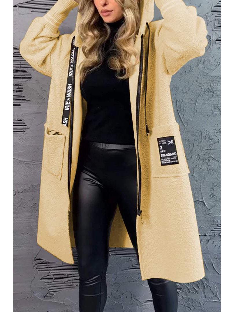 

Повседневное пальто-худи из лоскутов овечьей шерсти с принтом букв, на молнии и со шнурком, 2024 2XL жёлтый