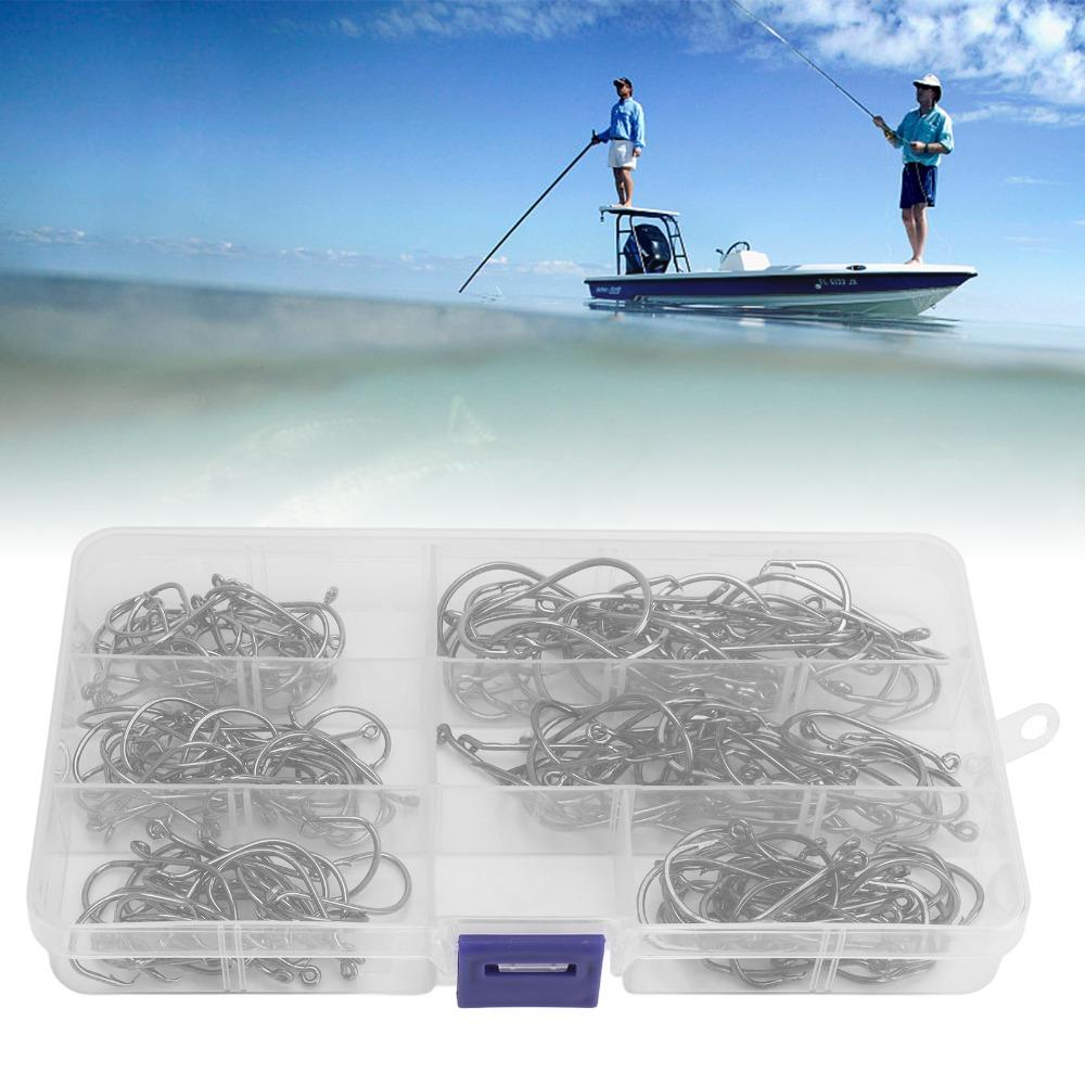 160PCS Sharp Fish Hook Set High Carbon Steel Fishing Hooks Barbed Fish Hooks  Saltwater Fishing