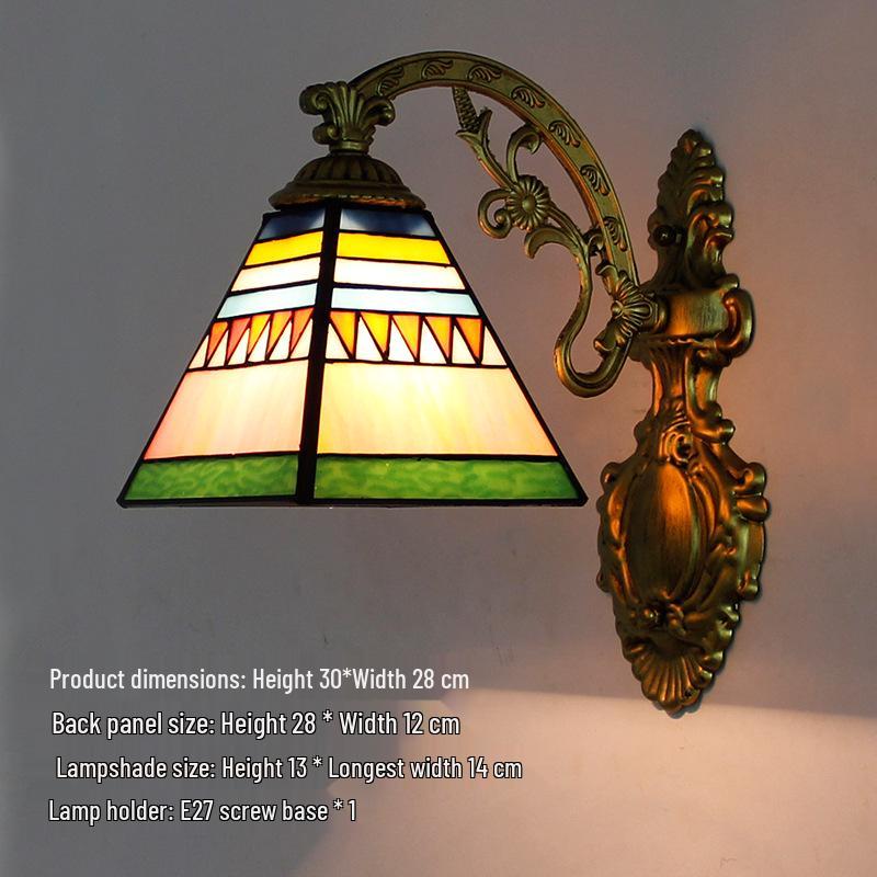 Retro European Tiffany-Style Wall Lamp for Bedroom, Hallway, or Bathroom Mirror