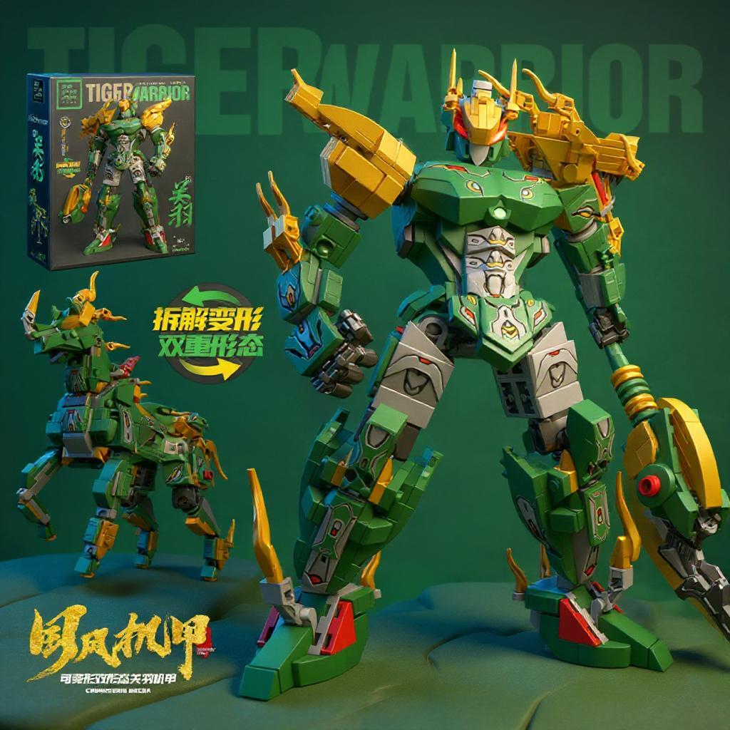 Zielony Koń Transformowalny Robot Klocki Superbohater Mecha Zwierzę Klocki DIY Montaż Zabawki Prezent Urodzinowy Świąteczny dla Dzieci