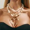 Ingemark 5 Stile Übertrieben Großes Liebesherz Kreuz Anhänger Choker Halskette Damen Neuer Trend Imitation Perlenkette Grunge Schmuck