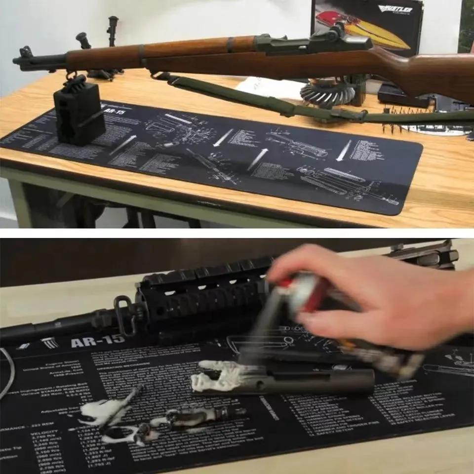 Thermoplastic Fiber Rubber Gun Cleaning Bench Mat Cleaning Accessory Gun Model Gaming Pad Mouse Pad Table Desk Mat, 2mm Thickness
