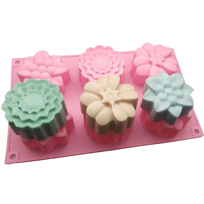 Snowflake Silicone Mold,6 Cavity 3D Flower Shaped Soap Mold,For Making DIY Chocolate Cake Jelly Baking Mold,Dessert Molds
