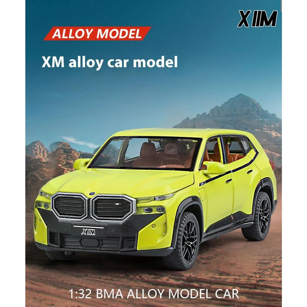 1/32 BMW XM Off Road SUV Vehicle Alloy Metal Diecast Car Model Sound & Light Indoor Collection Decorative Gift for Firend Box