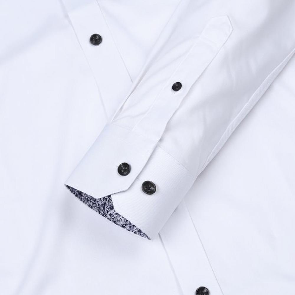 Countess Mara Slim Fit White Stretch Long Sleeve Shirt