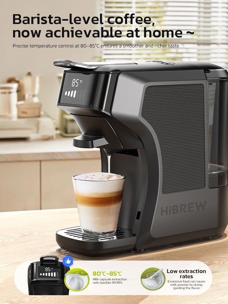 Macchina da Caffè a Capsule HIBREW H1C, Estrazione ad Alta Pressione 20Bar, Caffè Caldo/Freddo, Regolazione Acqua a 7 Livelli, Compatibile con NSDG