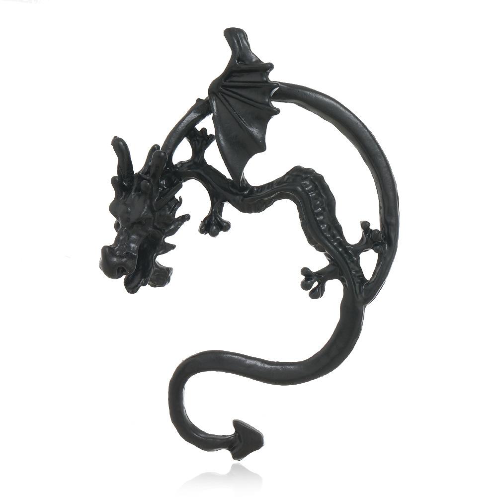 

Популярные серьги-драконы в стиле готики-панка для женщин, креативные подвески для ушей чёрный