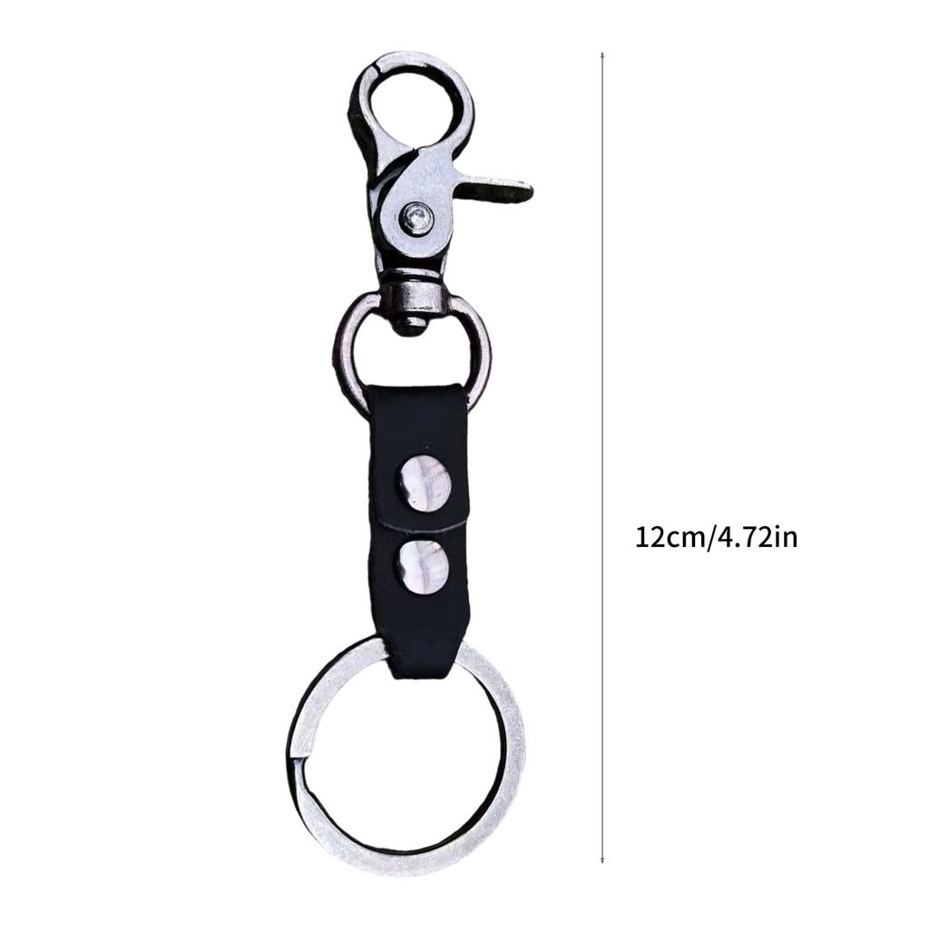 Vintage Style Men Leather Keychain With Secure Metal Clasp Durable Key Ring Functional Key Holder For Everyday Carry