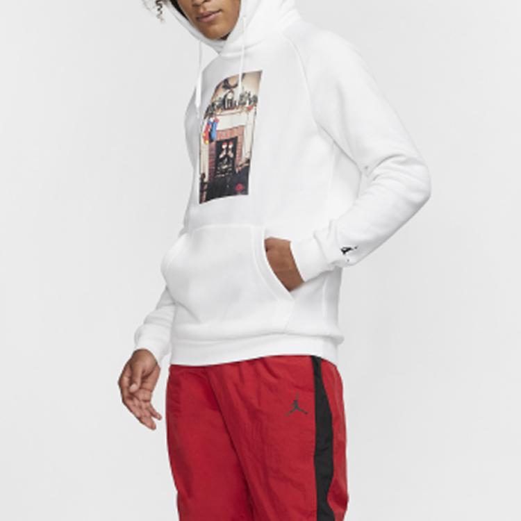 Jordan Jumpman Chimney Print Fleece-Lined Hoodie Men Hoodie White CT4886-100