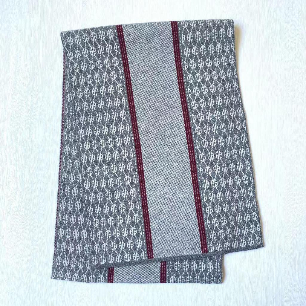 Classic Men's Cashmere Jacquard Knit Neck Warmer Scarf - Autumn/Winter Versatile Style