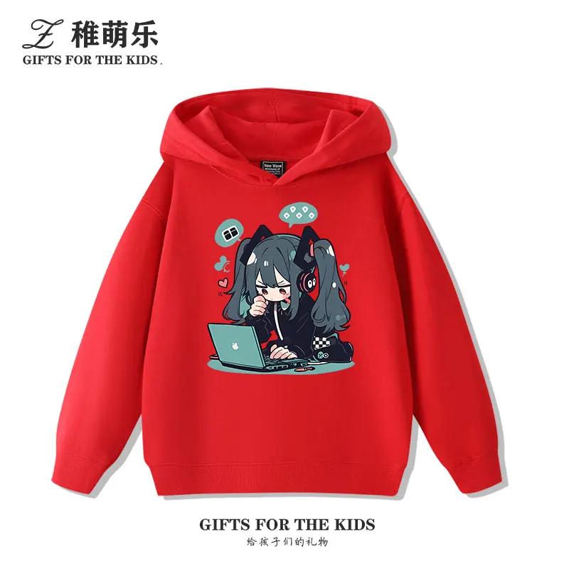 Hatsune Miku Miku Ragazzi e Ragazze 2025 Nuovi Felpe con Cappuccio Casual Multifunzionali Bellissimo Autunno/Inverno