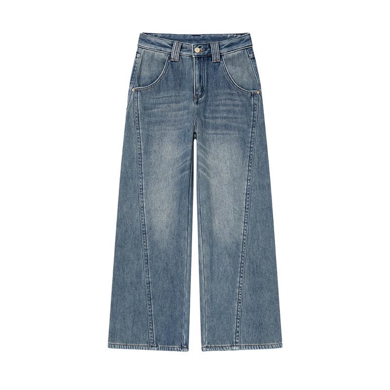

Women s High Waist Wide Leg Denim Jeans, Winter Plus Velvet Thickened, Retro Blue Slimming Long Pants 2XL (175/80A)
