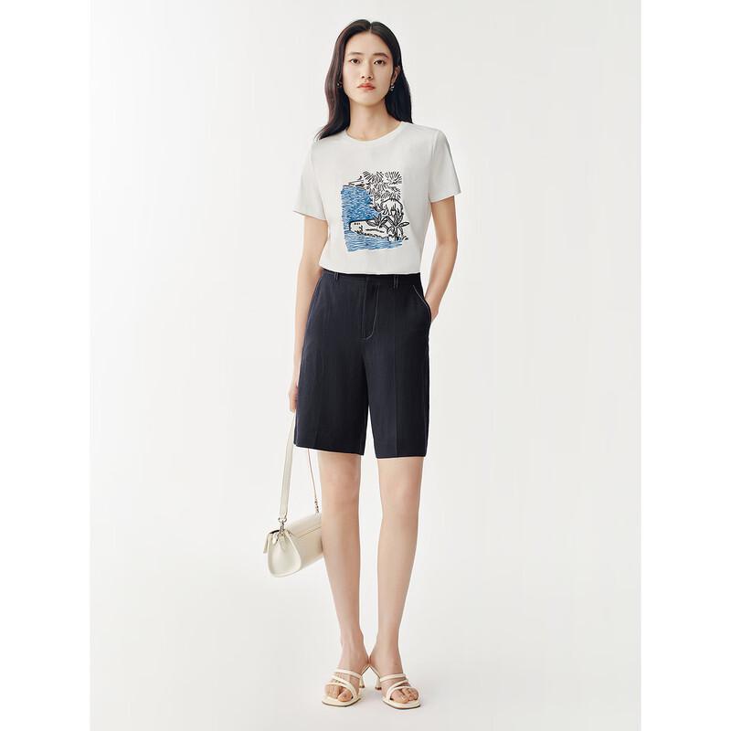 JUZUI Women's High-Waist Linen Blend Capri Pants