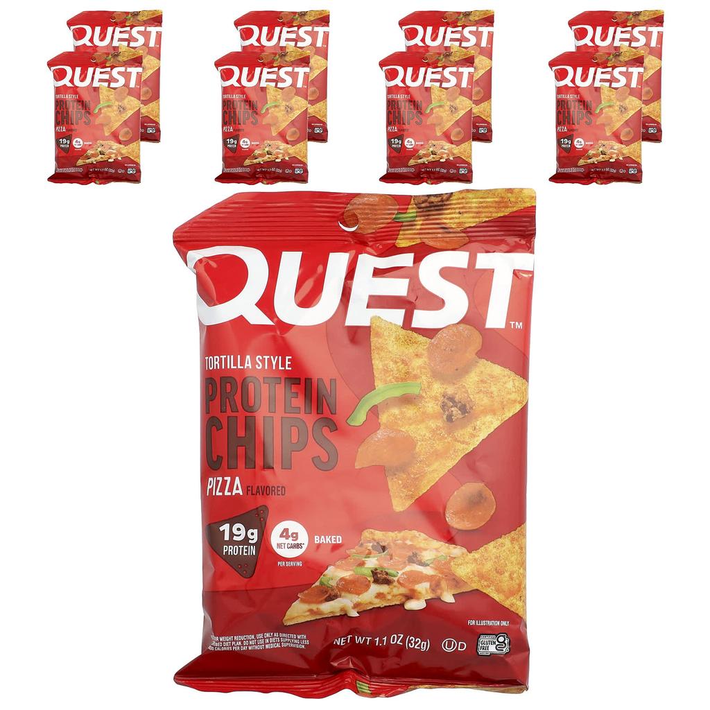 Quest Nutrition, Tortilla-style Protein Chips, Pizza, 8 Packs, 32g (1.1oz) Each