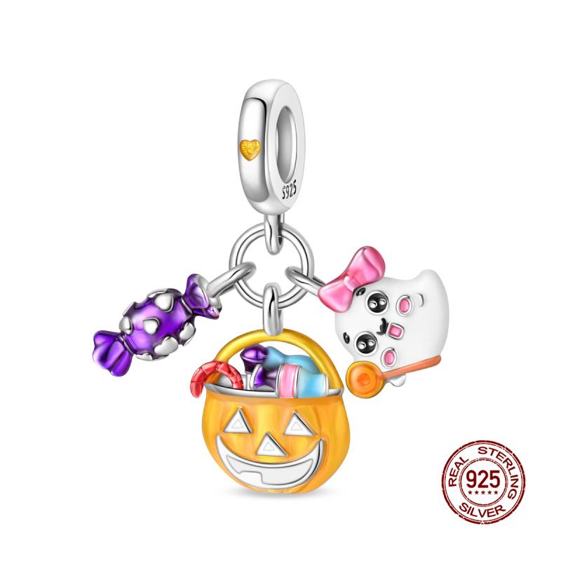 Original Charms Copper Halloween Series & Flying Witch Pendant Charms Fits 3Mm Original Bracelet For Women Diy Jewelry Gifts