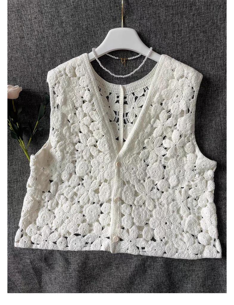 Early Autumn Women's Hollow Crochet Knit Vest - Loose, Plus-Size Woolen Sleeveless Top