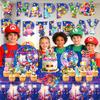 Anime Super Mario Bros Geburtstagsparty Dekoration Mario Luigi Einweggeschirr Tischdecke Serviette Teller Geschenktüte Partyzubehör