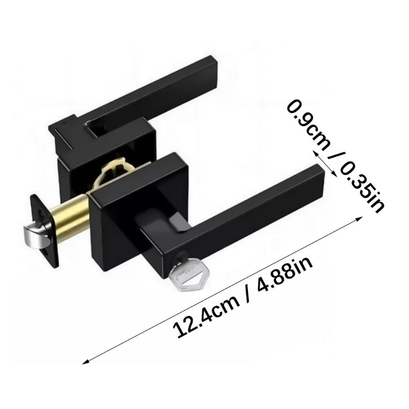 Modern Matte Black Door Handle For Bathroom And Bedroom Aluminum Alloys Smooth Grip Privacy Lock Indoor Installation