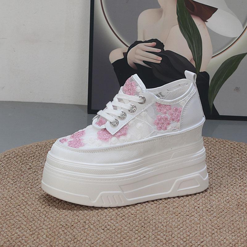 Fashion 12CM Women Summer Air Mesh Chunky Sneakers Sandals Platform Wedge Sandals Slides Shoes Mules Shoes Women Breathable