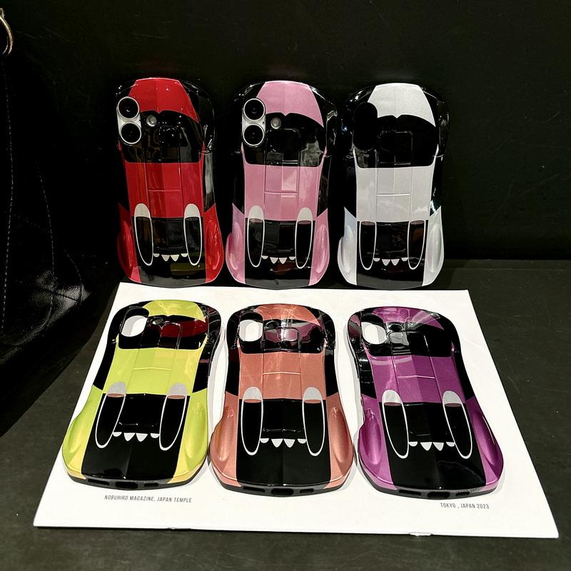 3D Car Shape Cool Glossy Phone Case For iPhone 16 Pro Max 15 Pro 14 13 12 11 Slim Hard PC Hybrid Silicone Soft Edge Shockproof Bracket Back Cover