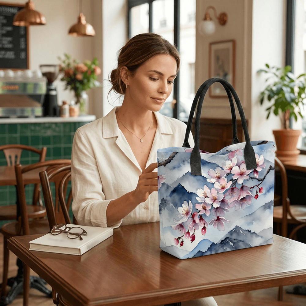 Watercolor Cherry Blossom Print Tote Bag