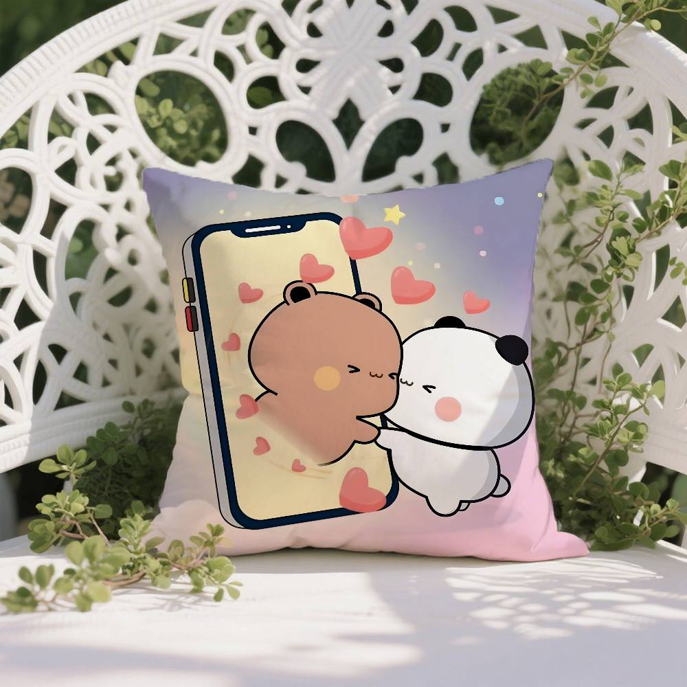 Cartoon Bubu & Dudu Lovely Pillow Case Anti-dustmite Pillowcase Invisible Zipper Silky Short Plush Sofa Cushion Cover