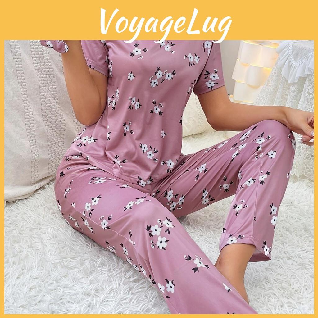 Womens Home Sleeve Short Wear Trousers Pajamas Love Pattern Casual And Comfortable
