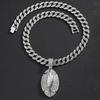 Europe and America New Full Diamond Rugby Alloy Pendant Hip Hop Cuban Chain Tennis Chain Fried Dough Twists Chain Men's Necklace