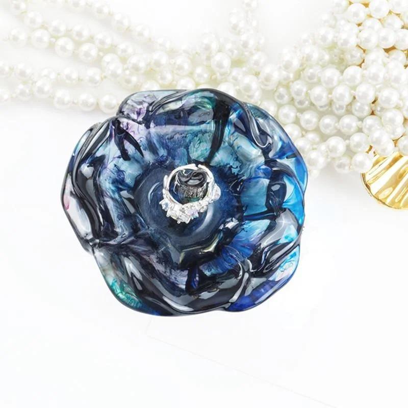 DIY Crystal Epoxy Resin Mold Rose Ring Holder Mirror Silicone Mold Pottery Ceramics Molds Creative Jewelry Storage Tray Molds