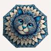 1pc Mandala Cat Art Automatic Folding Umbrella - 8-Rib Iron Frame, Windproof, Portable Sunshade with Plastic Handle for Travel & Outdoor Act