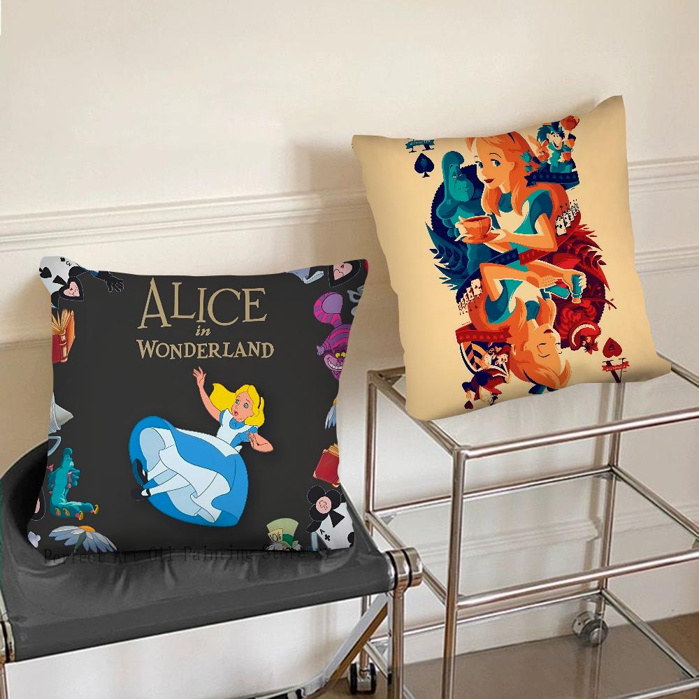 Anime A-Alice In Wonderland Pillow Case Square Pillow Bedroom Sofa Leisure Comfort Cushion Car Living Room Home Decoration