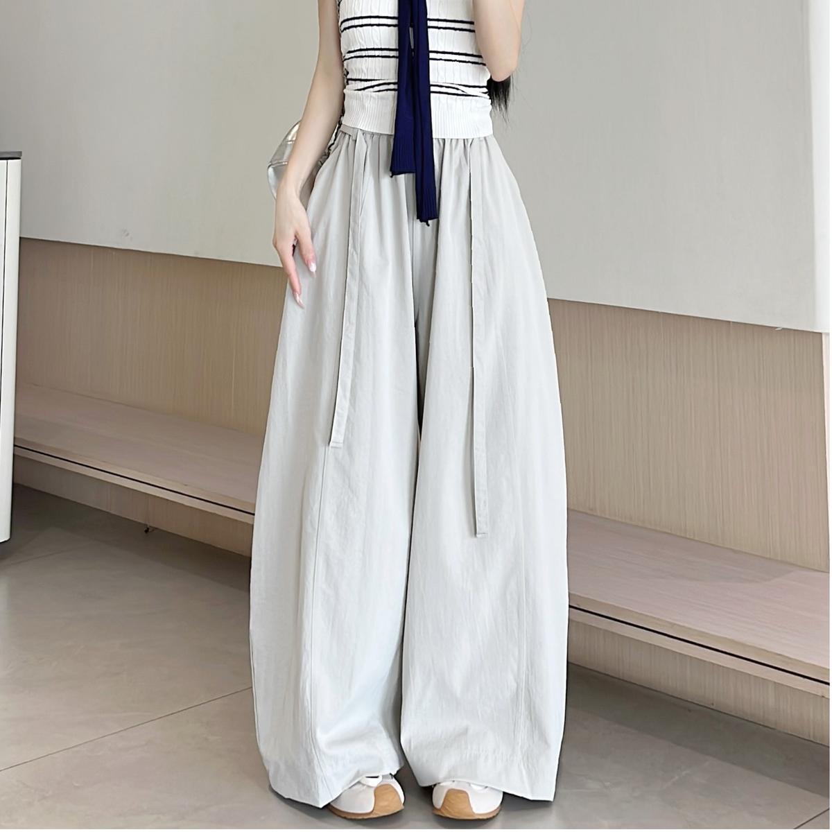 2026 Korean Spring Wide-Legged Slimming Women s Pleated Trousers XL (65-77.5kg)