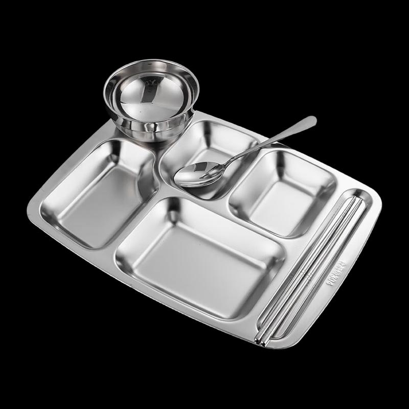 

NHZHIW 304 Stainless Steel 6-Compartment Meal Tray with Bowl