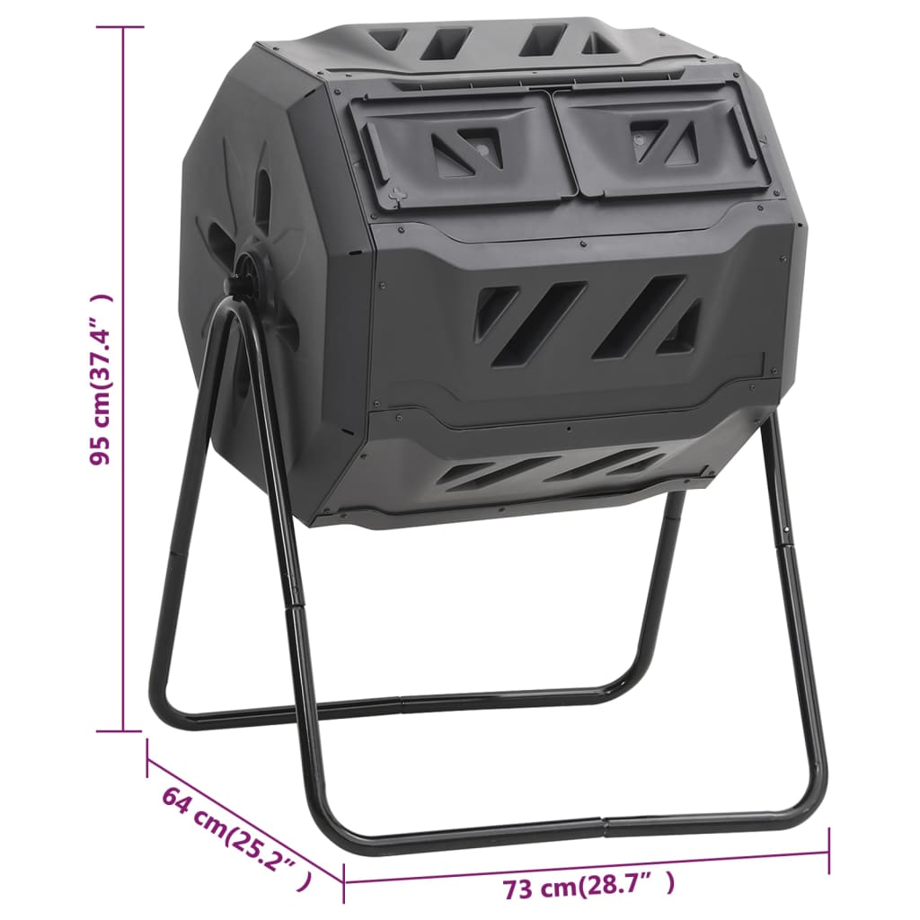 Garden Composter Black 73 X 64 X 95 Cm 160 L