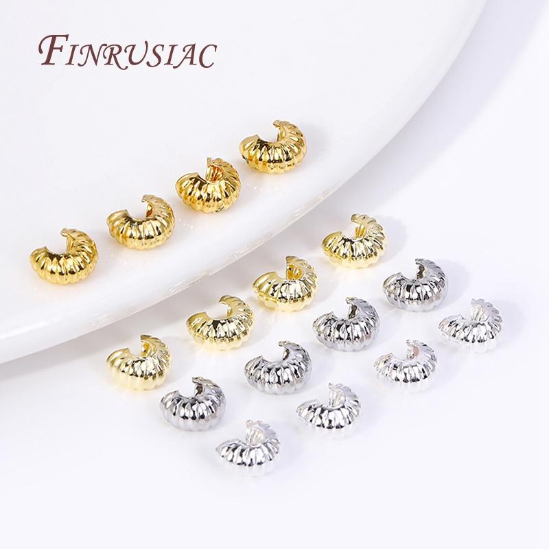 Strip Pattern Crimp Accessories Stopper Beads DIY Jewelry Making Findings 14K/18K Gold Plated 4MM Round Crimp Bead Covers