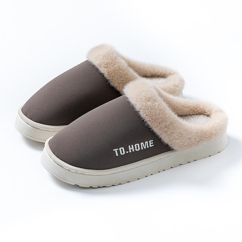 Winter Cotton Towing Cotton Shoes Outer Wear Shoes Platform Plush Home Thermal Fleece Home Slippers Non-slip