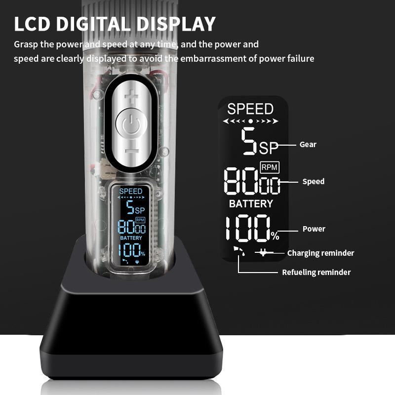 High-Power Transparent Hair Clipper with Base, Ceramic Blade Electric Clipper