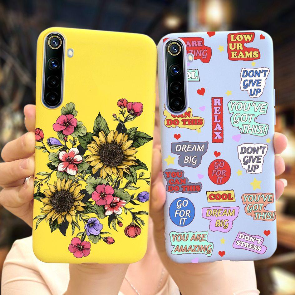 For Realme 6 6 Pro Case Cute Milk Cow Flower Patterns Soft Back Cover For OPPO Realme 6 6S 6Pro RMX2061 Coque Funda Realme6 Capa