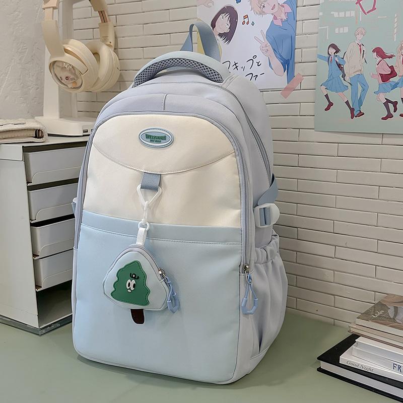 School Bag Korean Version Contrasting Colors, High Quality and Large Capacity, Junior High School Student School Bag, High Value Ridge Protection