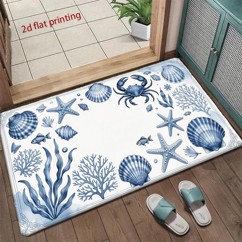 Seaside Shells Pattern Mat Living Room Decoration Home Sofa Non-Slip Carpet Study Bedroom Tatami Children'S Soft Floor Mat