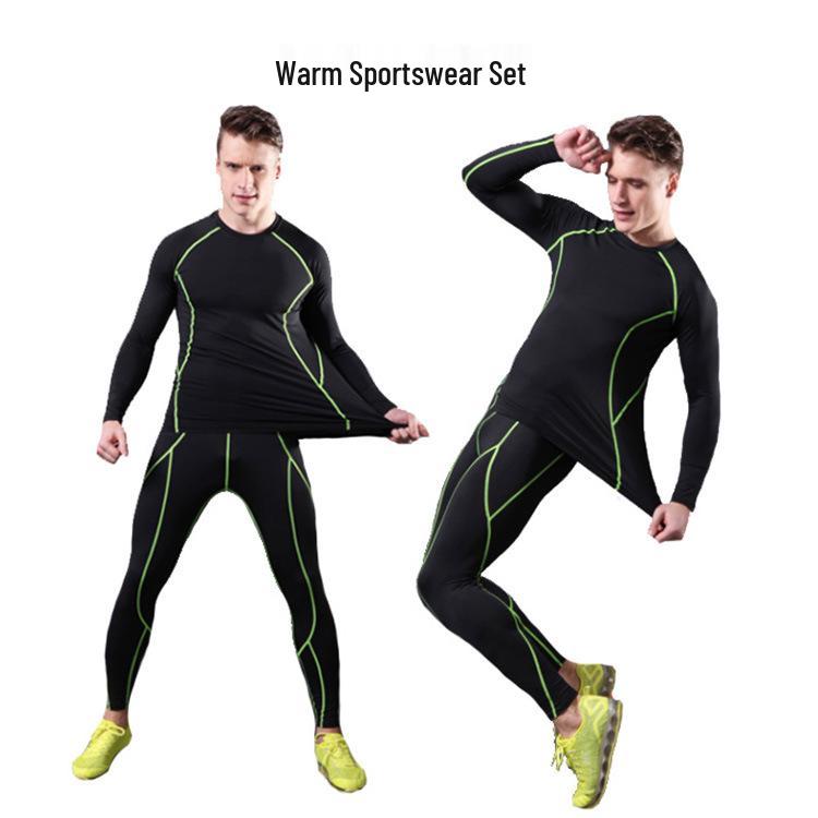 Men's Thermal Running & Ski Suit: Elastic, Warm, Breathable Quick-Dry Fitness Wear for Basketball Training in Autumn & Winter.