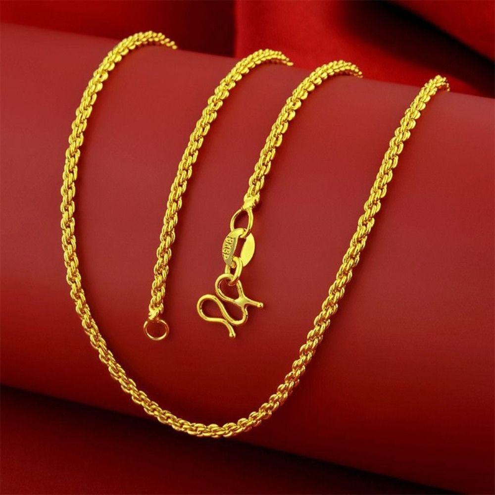 

Imitation Gold Necklace 50cm Jewelry Gifts Durable Clavicle Chain Type-3