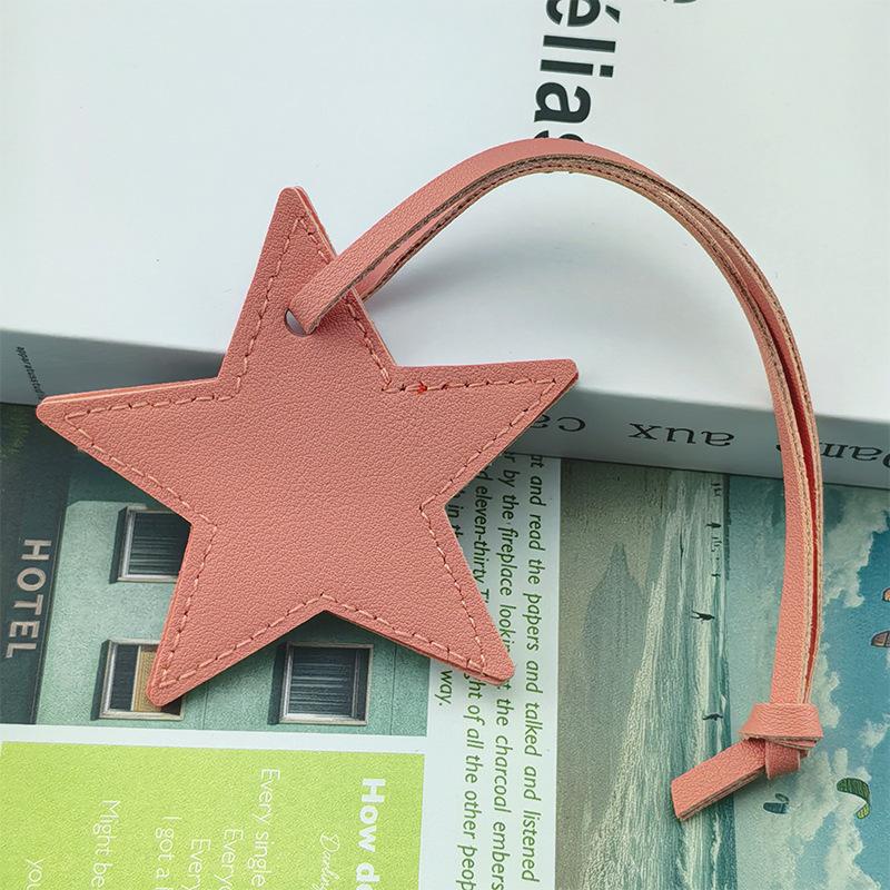 Spot Solid Color Leather Pentagram Keychain Pendant Simple Star Pu Leather Pendant Keychain High Sense
