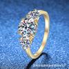 PT950 3Ct Three-Stone Moissanite Ring Platinum Bridal Set18K Gold Plated Luxury EU US Light Luxury Jewelry Jewelry