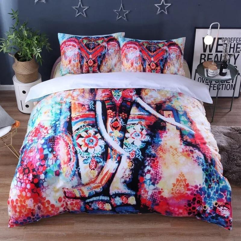 Animal Elephant 3D Printingbedding Set Microfiber Home Textiles Twin Queen King Size Duvet Cover Sets Ethnic Style