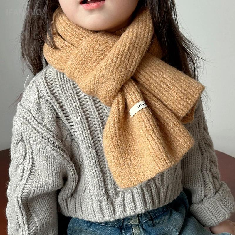 1-8Years Wool Versatile Children's Scarf Autumn and Winter Knitted Warm Scarves for Boys and Girls Trendy Windproof Headscarf